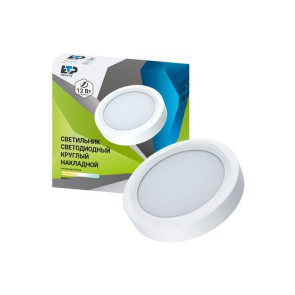 Изображение товара Светодиодная панель накладная ЕТР 12W, 4000K, круг 35668