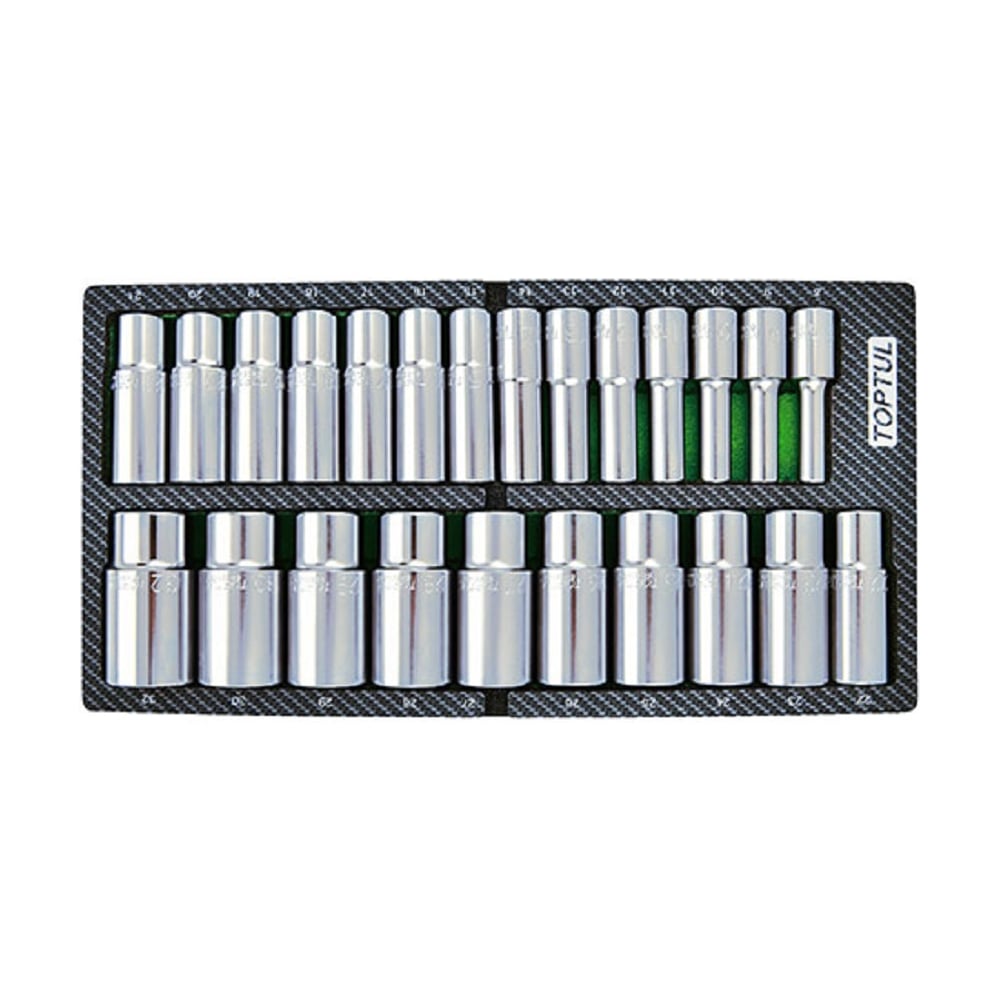 Изображение товара Набор головок удлиненных TOPTUL 1/2DR 8-32 мм 24 предмета GEA0241