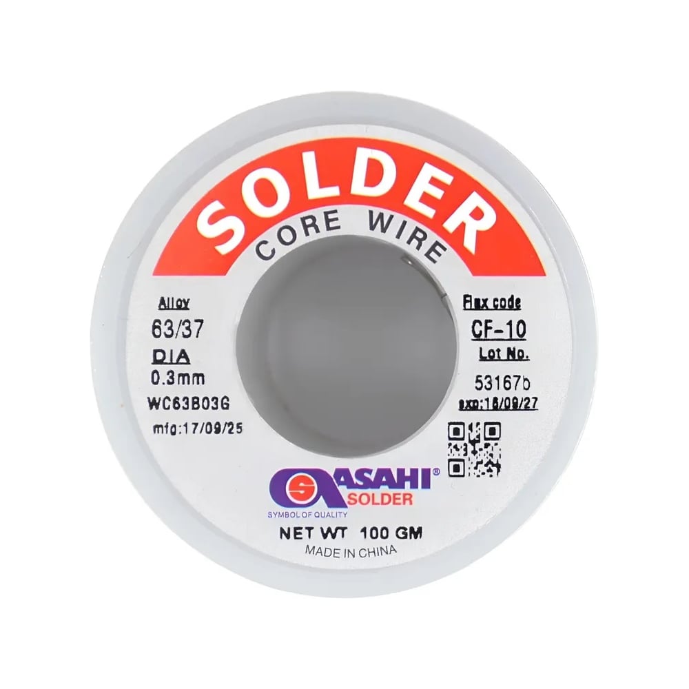 Изображение товара Припой ASAHI 0.3мм 0.1кг Sn63/Pb37 с флюсом RA