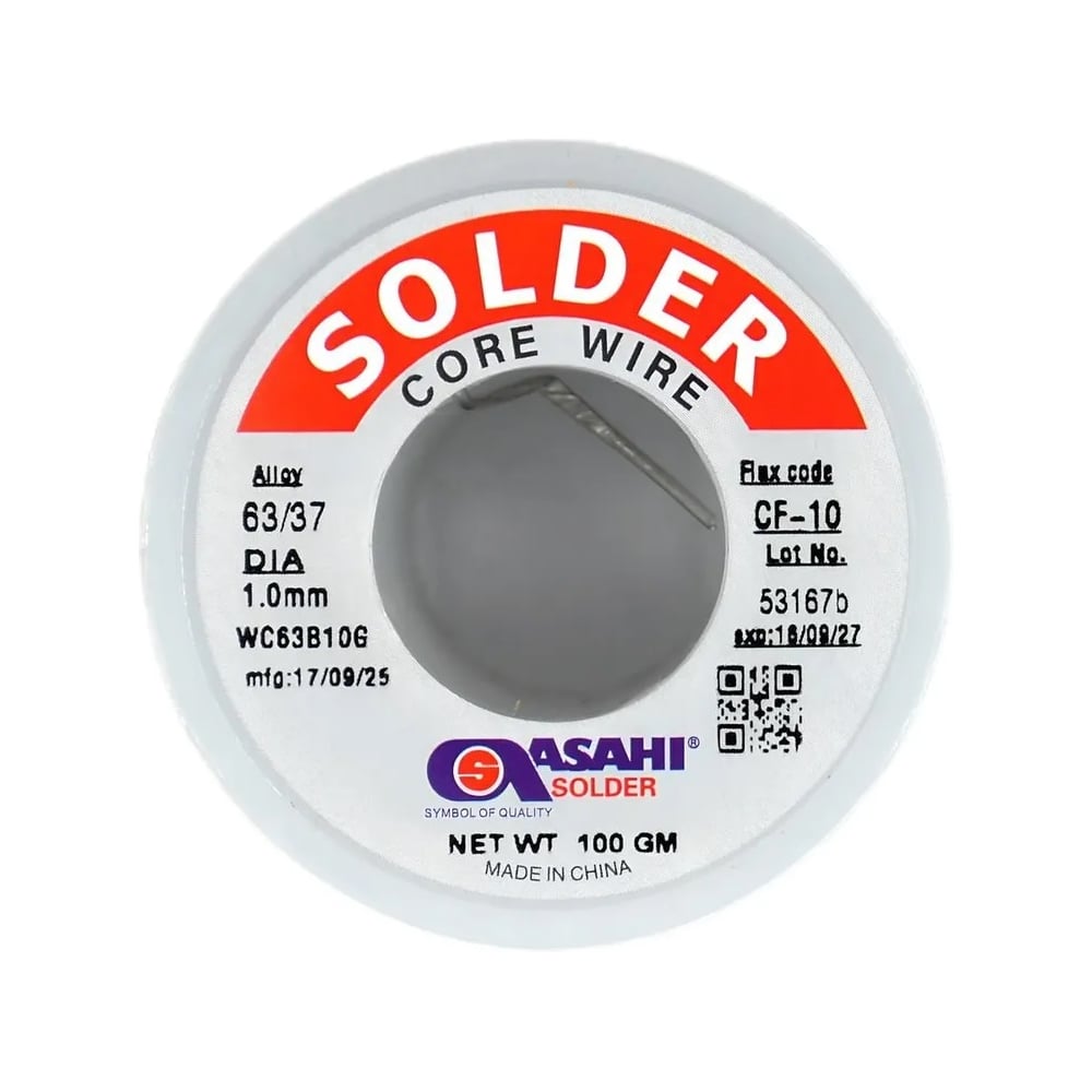 Изображение товара Припой ASAHI 1.0мм 0.1кг Sn63/Pb37 с флюсом RA