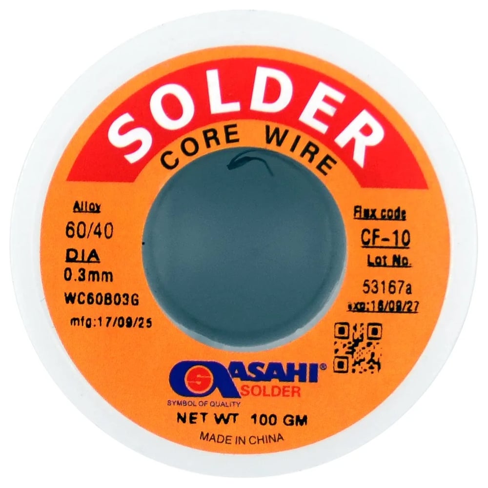 Изображение товара Припой ASAHI 0.3мм 0.1кг Sn60/Pb40 с флюсом RA для пайки меди