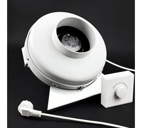 Изображение товара Комплект KRAFTAIR вентилятор канальный круглый с регулятором, вилкой, кронштейном ВКК-125V+регулятор,вилка,кронштейн