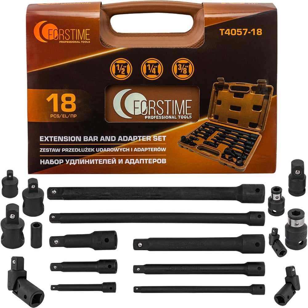 Изображение товара Набор удлинителей и адаптеров FORSTIME 18 предметов для инструментов