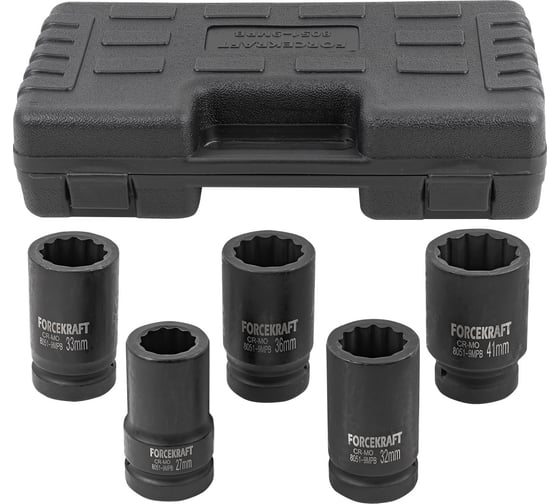 Изображение товара Головки ударные глубокие Forcekraft набор 5 предметов, 1 (12 граней) FK-8051-9MPB(57474)