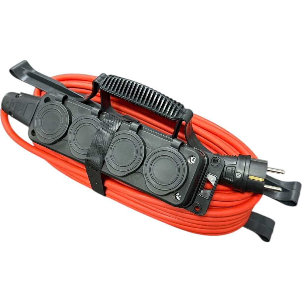 Изображение товара Удлинитель силовой iTOK оранжевый КГТТ 3х2,5 мм 4 розетки 10 м IP54