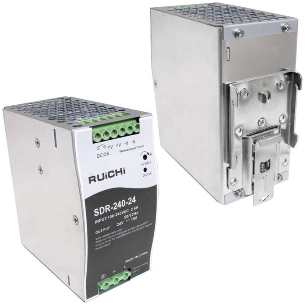 Изображение товара Блок питания RUICHI SDR-240-24 24 В 240 Вт DIN-рейка защита IP 20