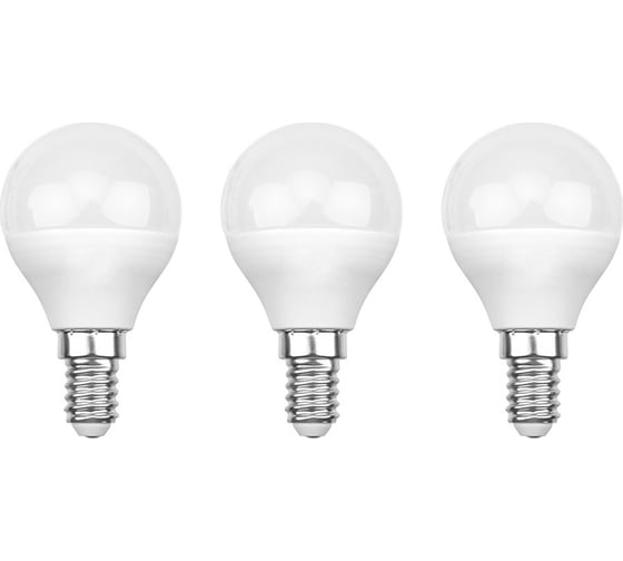 Изображение товара Светодиодная лампа REXANT Шарик GL, 7.5 Вт, E14, 6500 K, холодный свет, 3 шт. 604-033-3