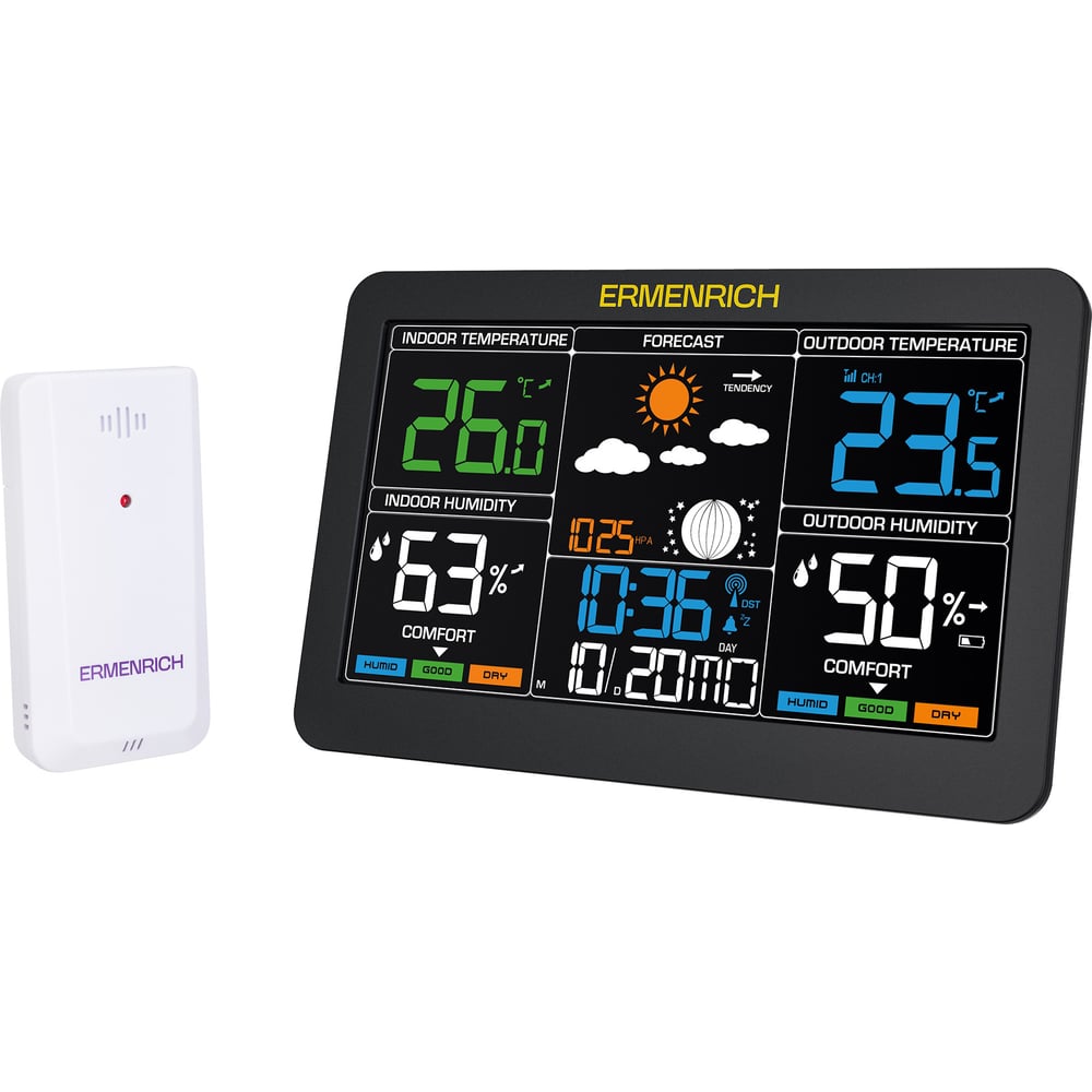 Изображение товара Метеостанция Ermenrich Report WR60 86037 для дома и улицы с датчиком