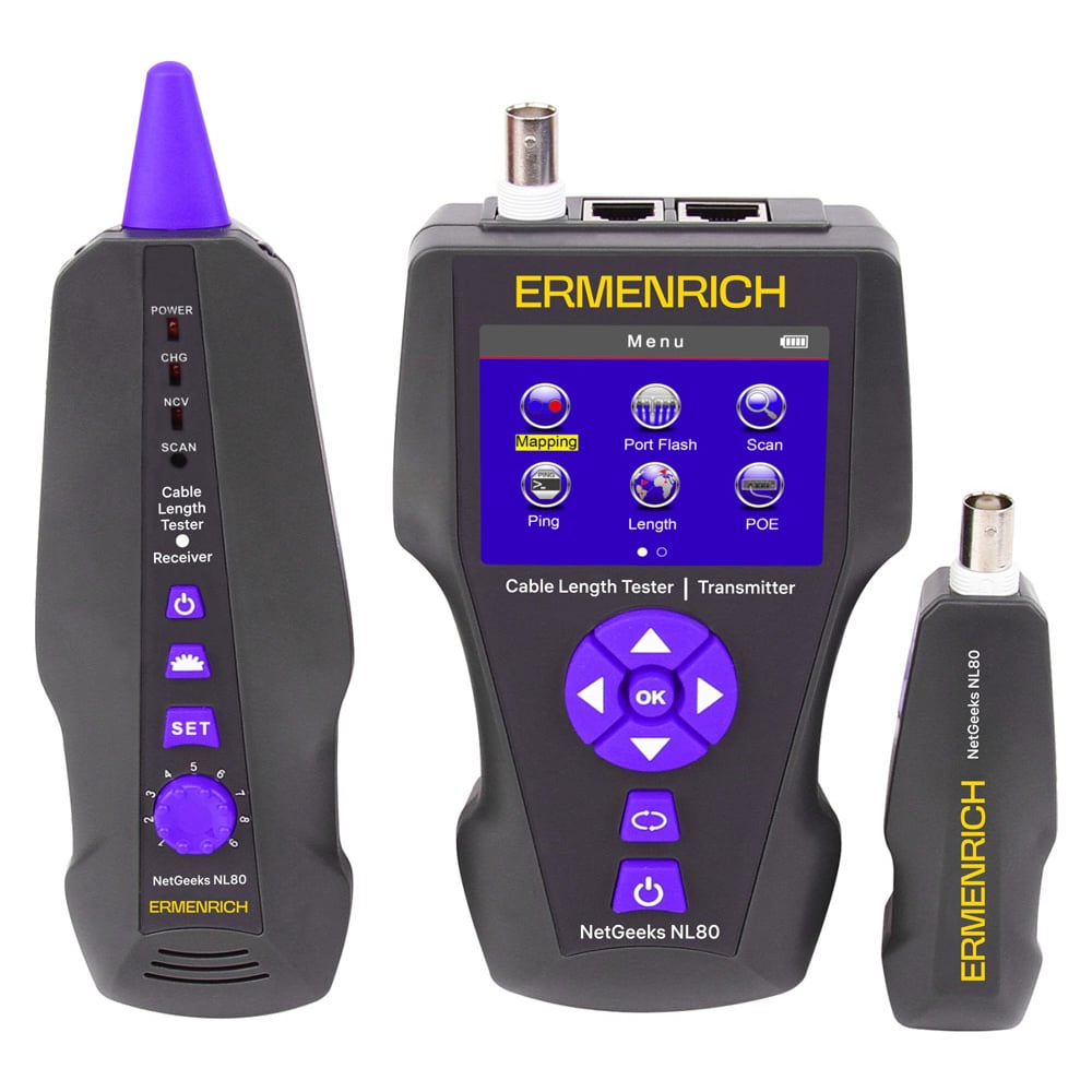 Изображение товара Измеритель длины кабеля Ermenrich NetGeeks NL80 с дисплеем и памятью