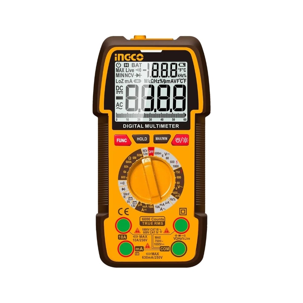 Изображение товара Мультиметр цифровой INGCO 1000В INDUSTRIAL DM310002 профессиональный