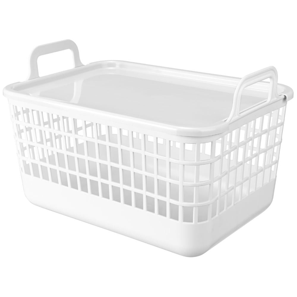 Изображение товара Корзина с крышкой Econova KOBO 12Л прямоугольная белая
