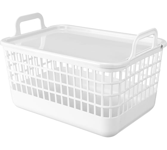 Изображение товара Корзина с крышкой Econova KOBO 320x224x210ММ, 12Л (Белый) 435218316