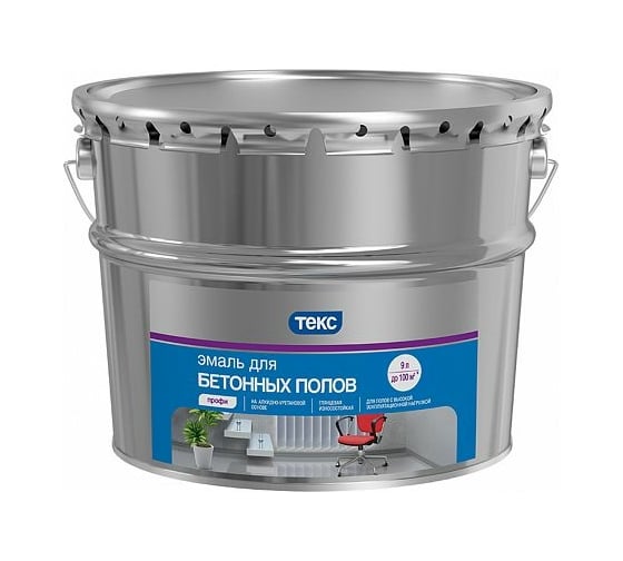 Изображение товара Эмаль для бетонных полов Текс Профи красно-коричневая; 9 л 203413 700008215