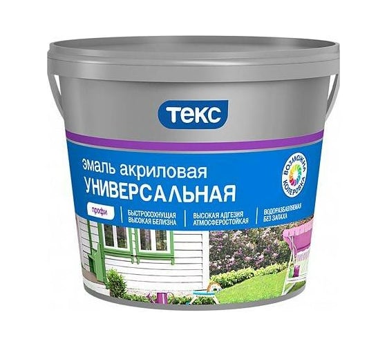 Изображение товара Универсальная акриловая эмаль Текс Профи глянцевая; база A; 2.7 л 52471 700010640