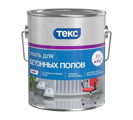 Изображение товара Эмаль для бетонных полов Текс Профи красно-коричневая; 2.7 л 203412 700008214