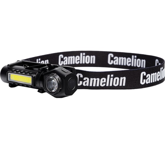 Изображение товара Фонарь налобный аккум Camelion LED53408 3,7В, черн, XPE+COB, 3 Вт, 3 реж, магнит, Type-C, бокс 15759