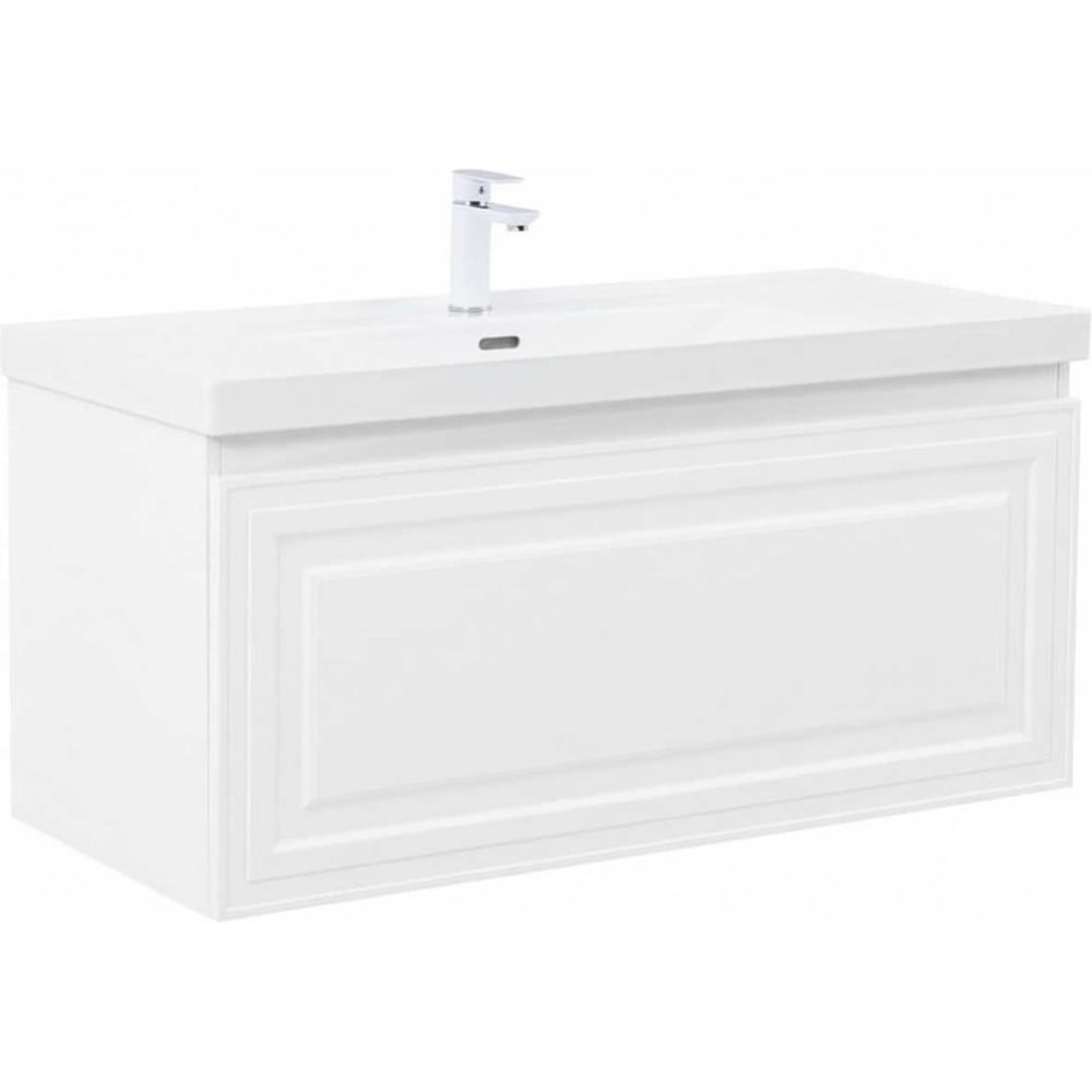 Изображение товара Современная белая навесная тумба для ванной Aquanet Агата 110 с ящиком