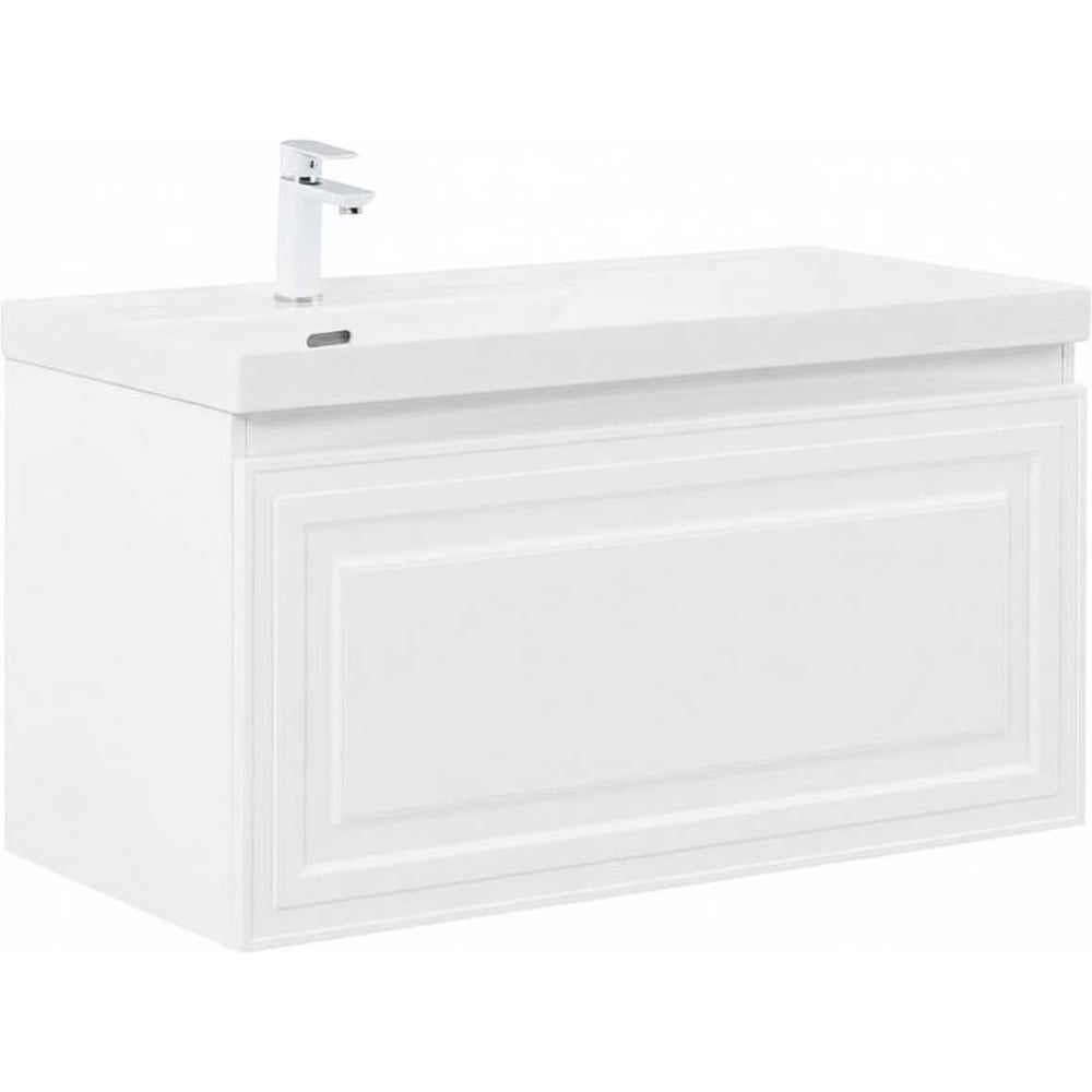 Изображение товара Тумба Aquanet Агата 100 с ящиком белая современная мебель для ванной