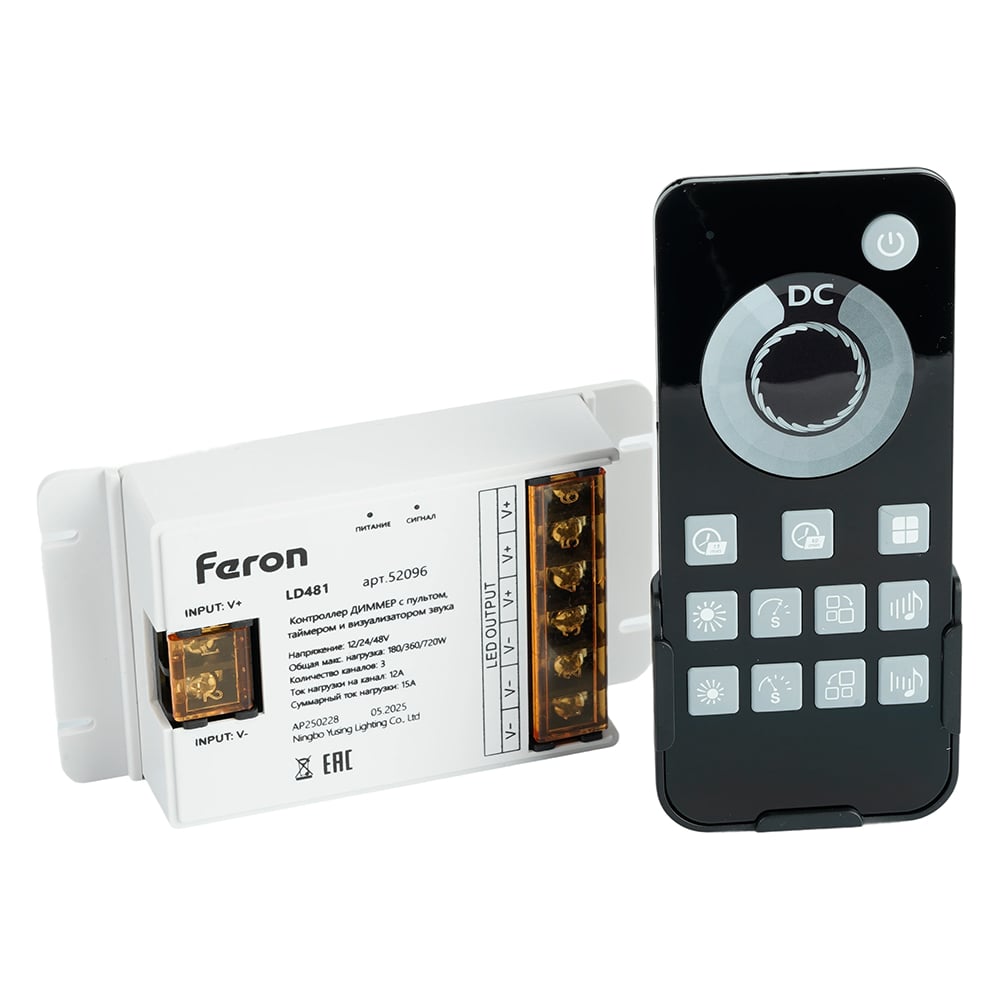 Изображение товара Контроллер диммер для светодиодных лент FERON с П/У 12-24V LD481 52096