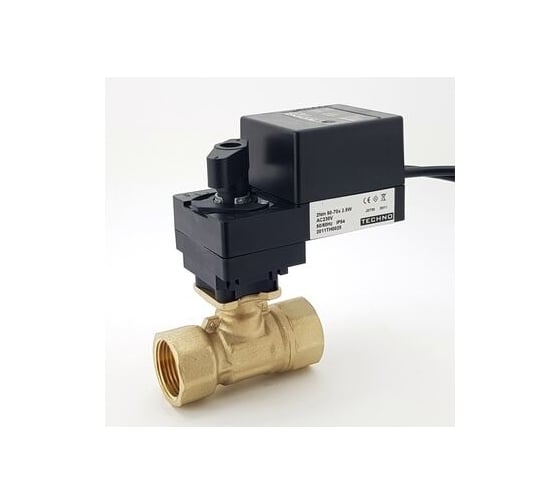 Изображение товара Двухходовой шаровой кран TECHNO DN32, резьба G1-1/4 с электроприводом 4Нм, 24В, HK232-04DF/24V 612321