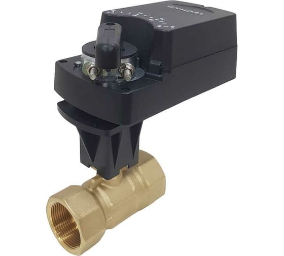 Изображение товара Двухходовой шаровой кран TECHNO DN40, резьба G1-1/2 с электроприводом 8Нм, 24В, HK240-08DF/24V 612401