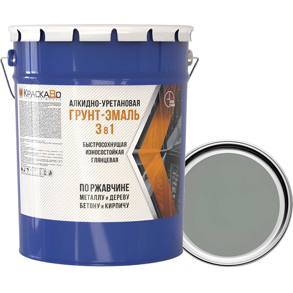 Изображение товара Строительная краска 3 в 1 Москвичка ГРУНТ-ЭМАЛЬ алкидно-уретановая 25 кг