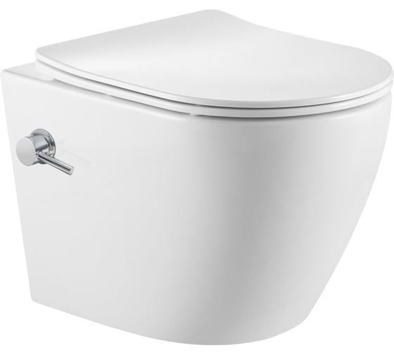 Изображение товара Унитаз подвесной IBERICA BLANCA BILBAO ALTO BIDE с функцией биде, белый, TORNADO, тонкое сиденье дюропласт, soft cl IB.BLA.234.1B1B