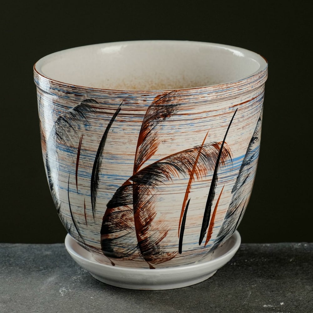 Изображение товара Цветочный горшок с поддоном Сималенд Камыш 8 л для растений