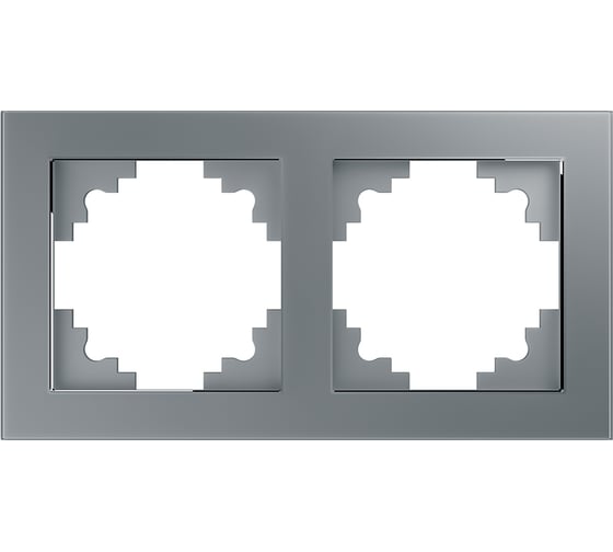 Изображение товара Горизонтальная 2-местная рамка STEKKER серия Катрин, стеклянная, GFR00-7002-03, серебро 39532