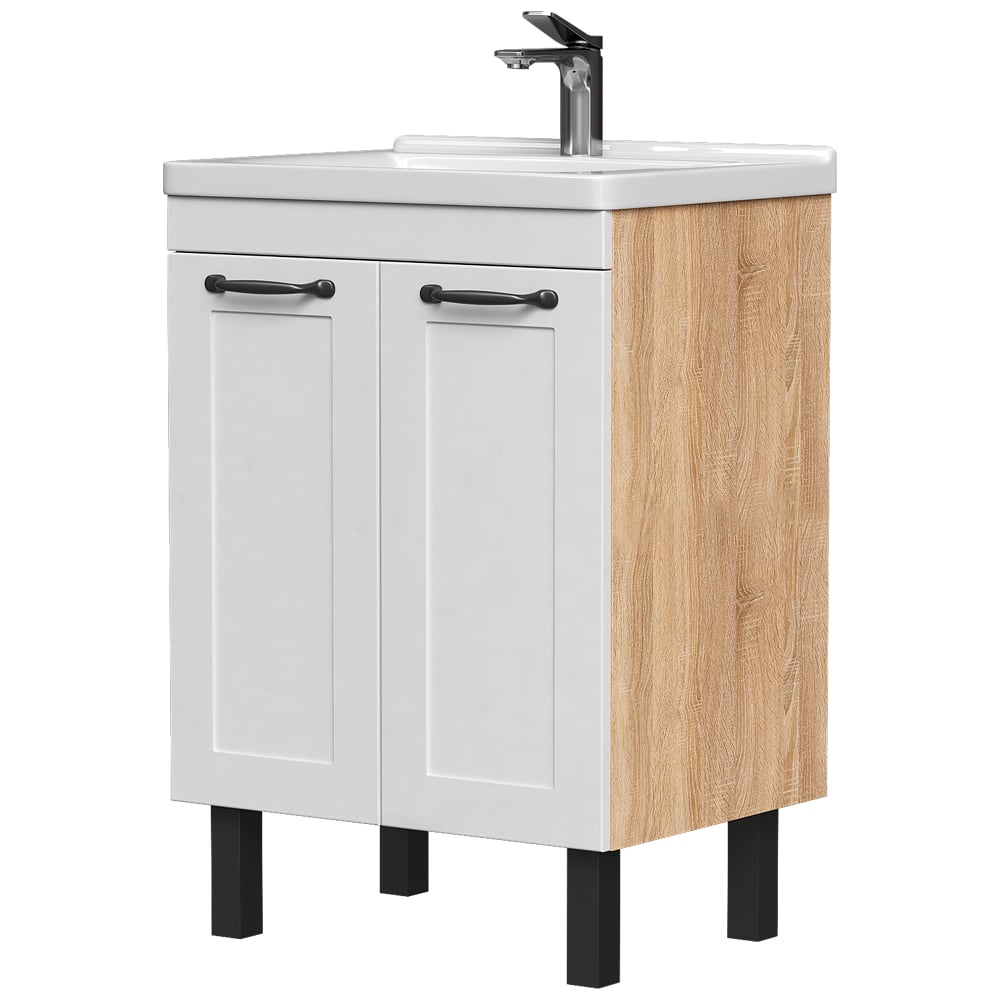 Изображение товара Тумба EQUIL Lago 60 напольная с 2 дверцами белая под раковину