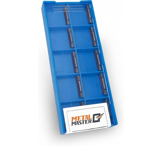 Изображение товара Набор сменных пластин MetalMaster по нержавеющей стали для токарных резцов TiAlN MGMN200 (10 шт) 23523