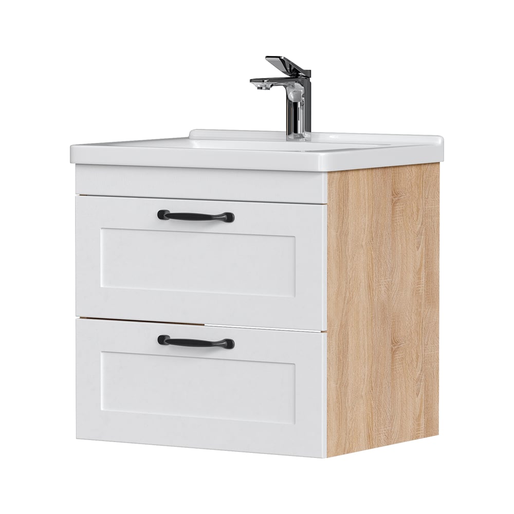 Изображение товара Подвесная тумба EQUIL Lago 60 с двумя ящиками белый дерево для раковины Миранда 60
