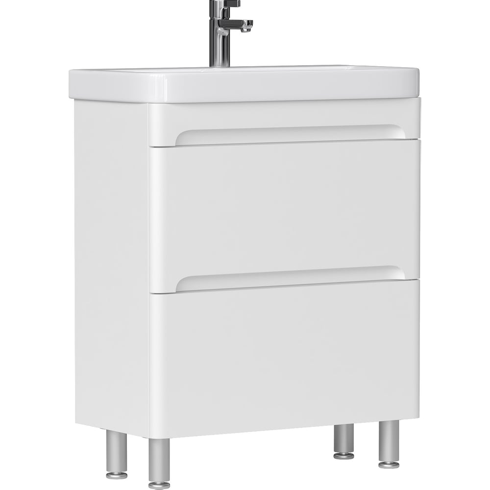 Изображение товара Тумба EQUIL Nice 60 напольная с двумя ящиками белая современная для ванной комнаты