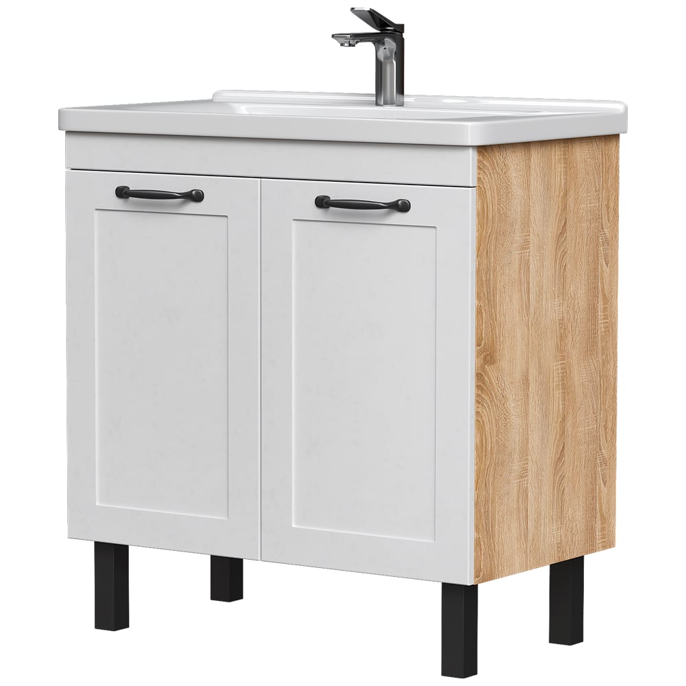 Изображение товара Тумба EQUIL Lago 80, напольная, 2 дв., белый/дерево