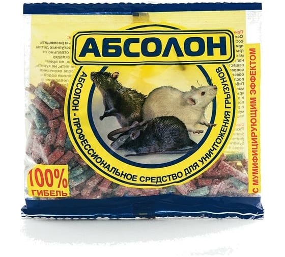 Изображение товара Средство от грызунов ООО Комус Абсолон гранулы, 100 г АЛГП100 896220