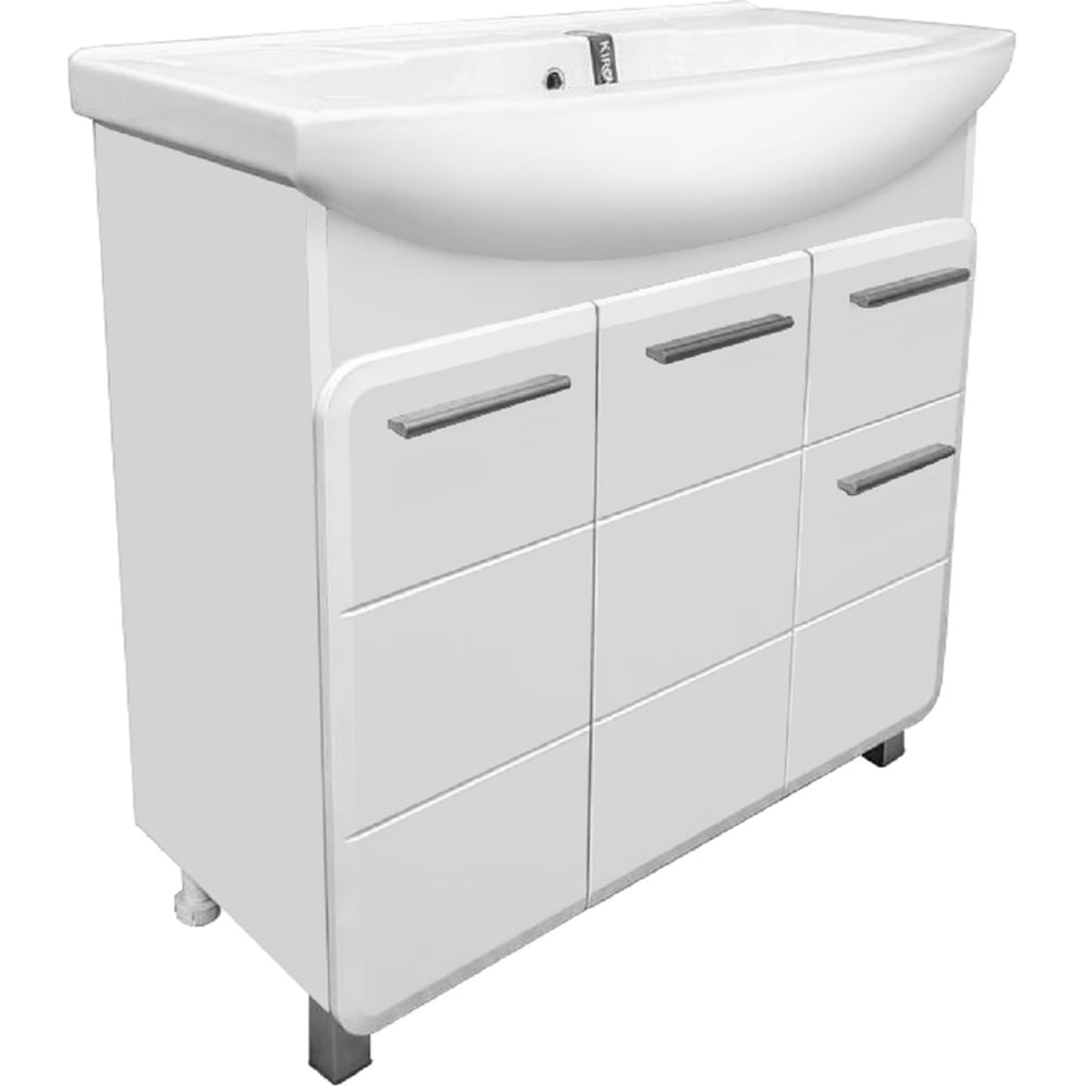 Изображение товара Тумба для ванной комнаты Runo Эрика 85 с ящиками и полками белая