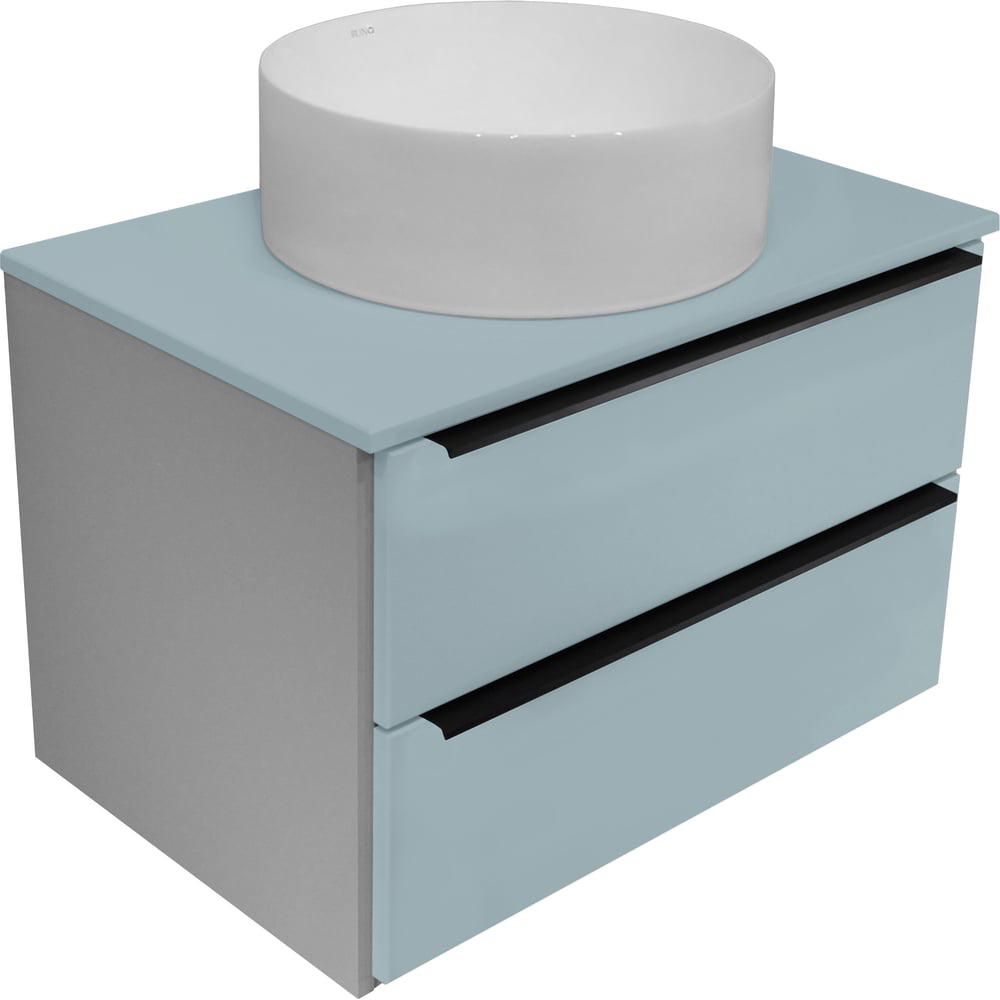 Изображение товара Подвесная тумба для ванной Runo Мальта 70 бирюзовая серый современная мебель