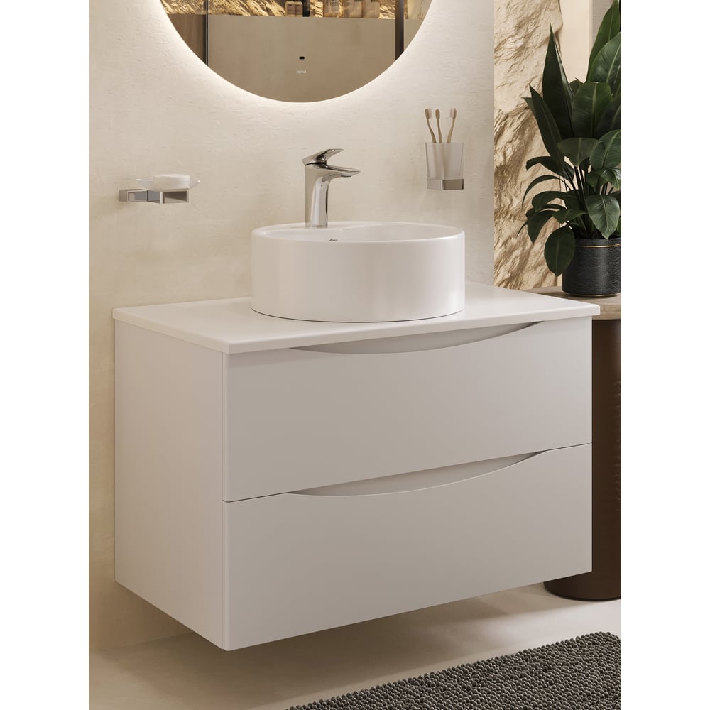 Изображение товара Подвесная тумба c раковиной BOND Cube современный дизайн белая глянец