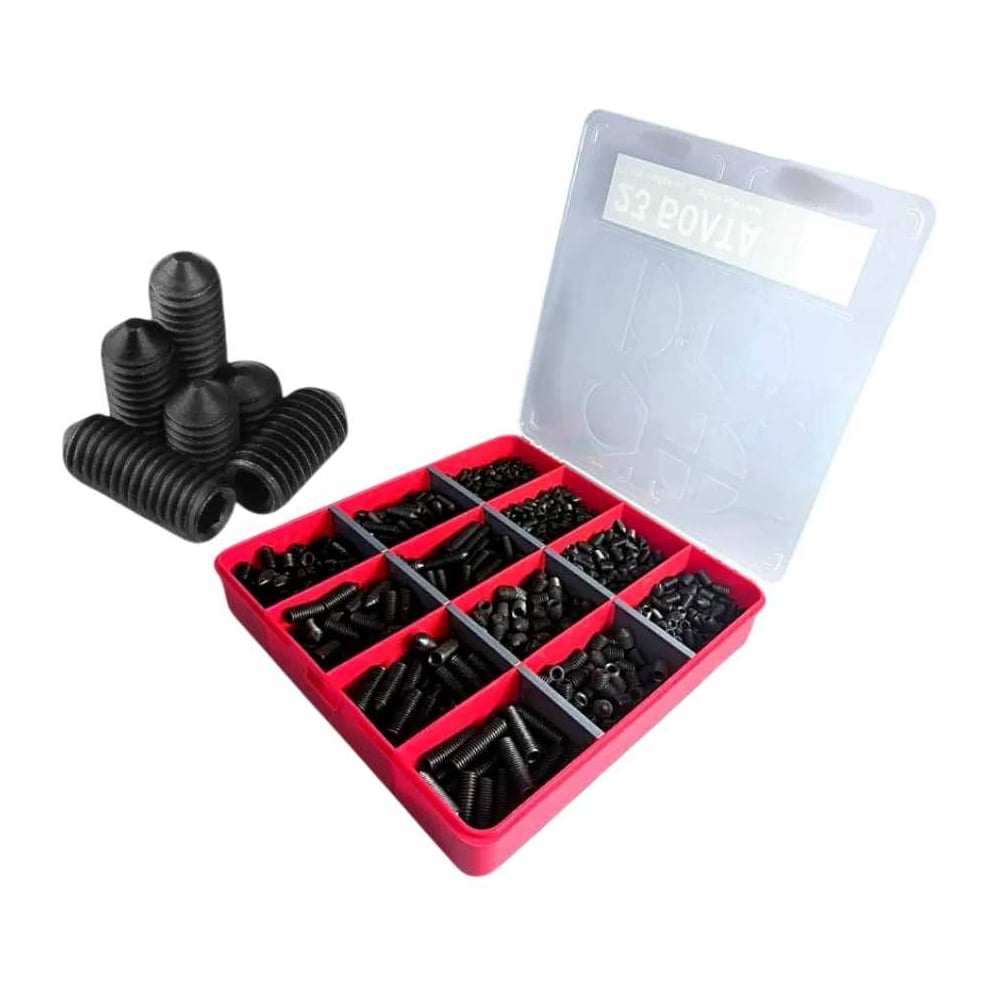 Изображение товара Винты гужоны М6-М8 12. 9 DIN914, конусная головка, оксидированное покрытие, набор