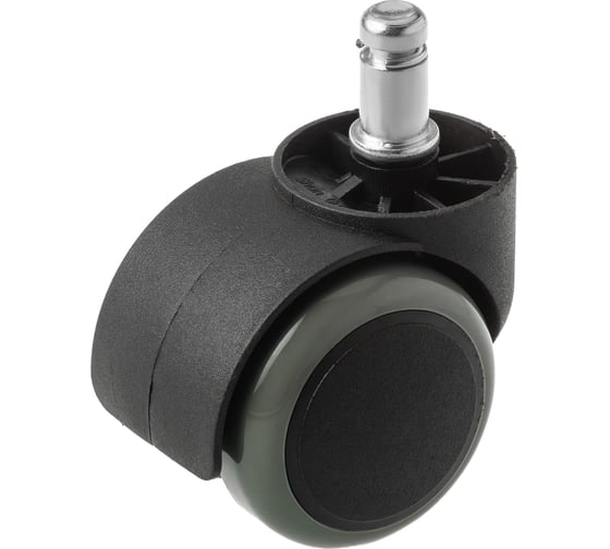 Изображение товара Мебельное обрезиненное колесо PWK 50 черное 50 мм штыревое крепление, болт М11 А5 1000444
