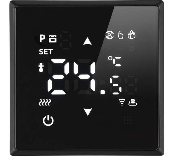 Изображение товара Терморегулятор STEKKER Wi-Fi (механизм), 250В, 3500Вт, серия Эмили, RSW00-5119-05, черный уголь, soft touch, 50377