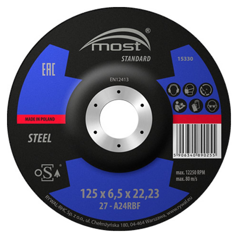 Изображение товара Круг шлифовальный MOST 125x6.5x22 Standard STEEL для металла 10 шт