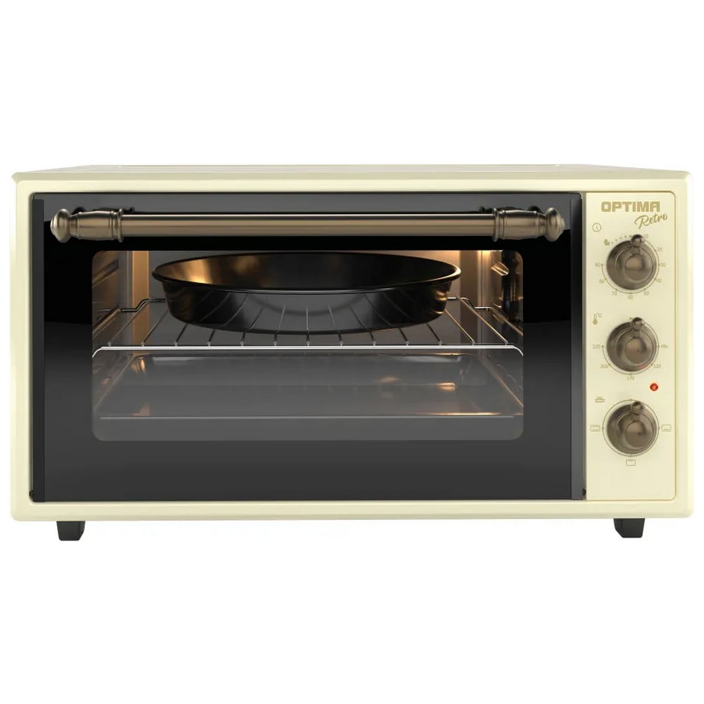 Изображение товара Мини-печь Optima MO-48BR 48л ретро беж с таймером и мощностью 1600Вт