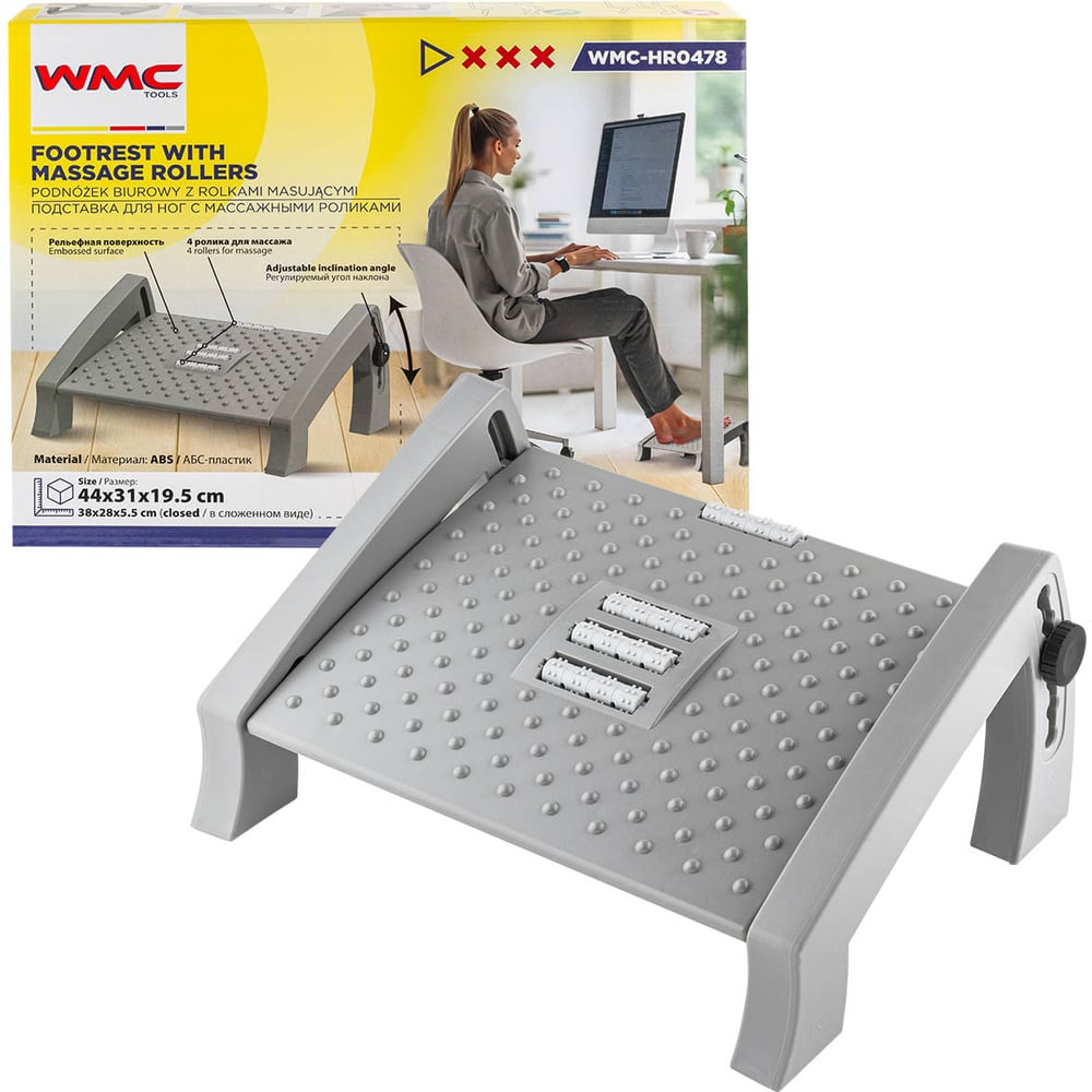 Изображение товара Подставка для ног WMC TOOLS с массажными роликами WMC-Hr0478