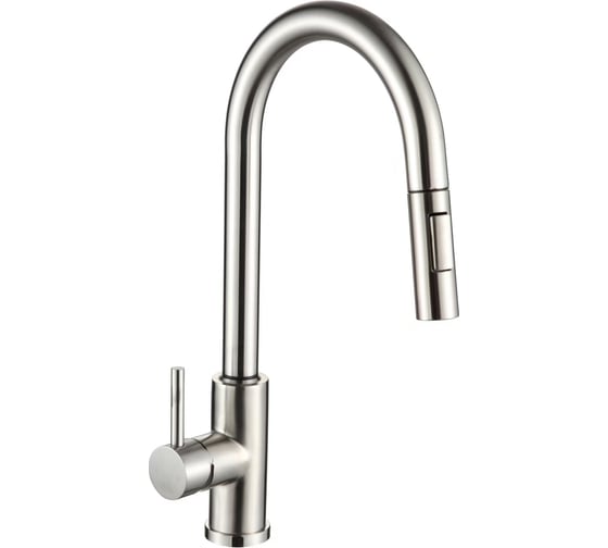 Изображение товара Смеситель для кухни OUTE с выдвижной лейкой, высота 370 мм, два режима подачи воды струя и душ, нержавеющая сталь, хром T40833B