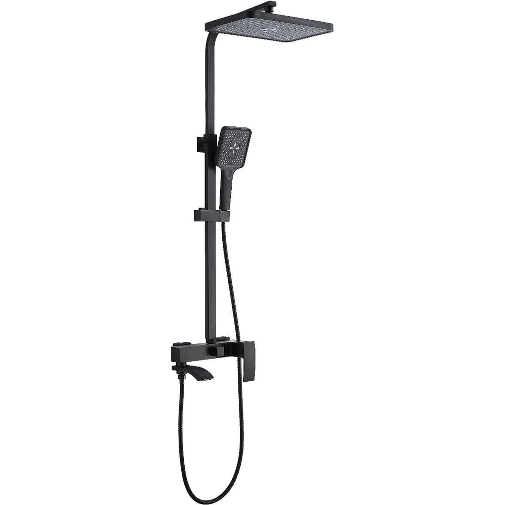 Изображение товара Душевая система ALOUTE с тропическим душем и стойкой, черный матовый