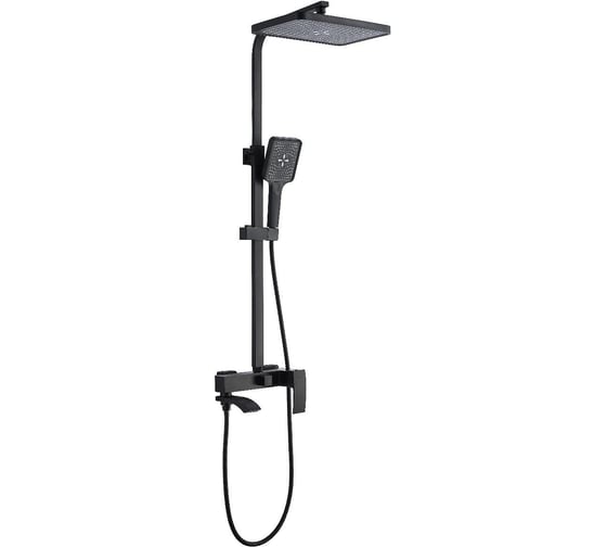 Изображение товара Душевая система ALOUTE с тропическим душем, стойка с лейкой, излив водопад, цвет черный матовый, материал эко-алюминий A1194H