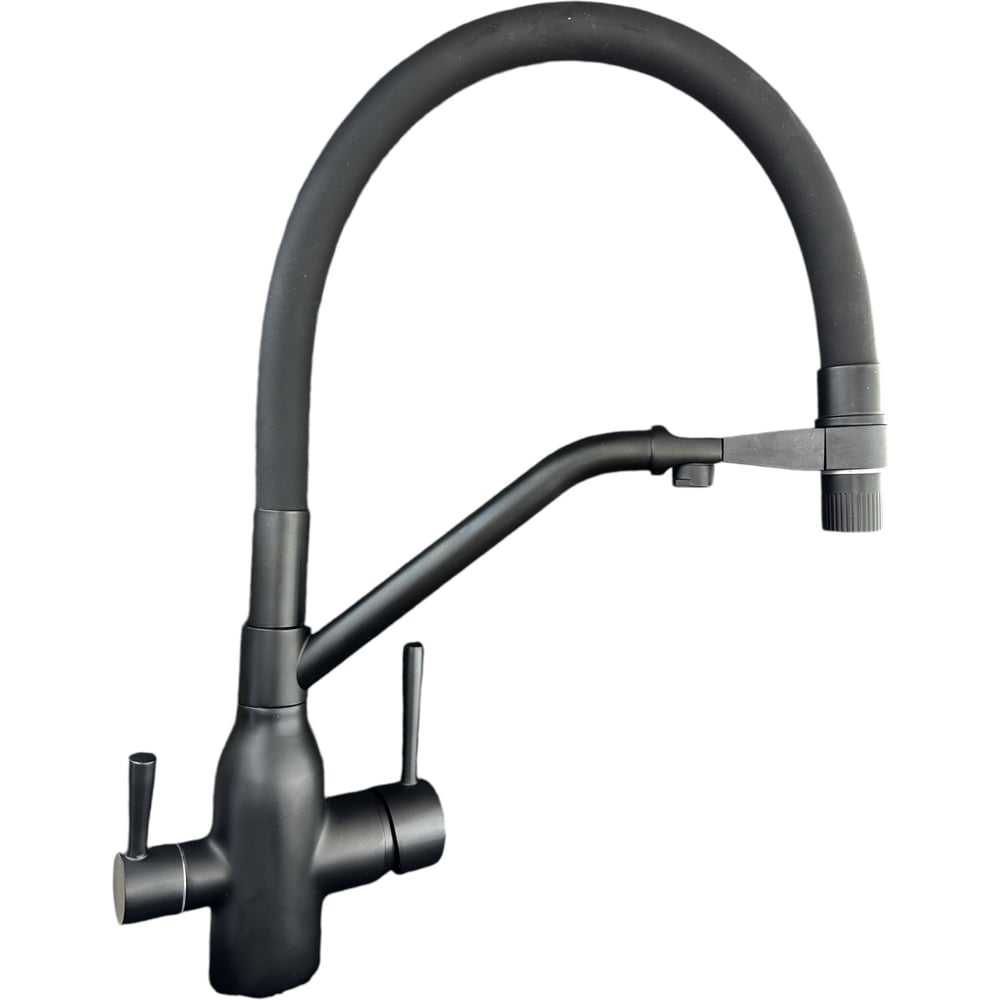 Изображение товара Смеситель для кухни ALOUTE черный с гибким изливом и фильтром