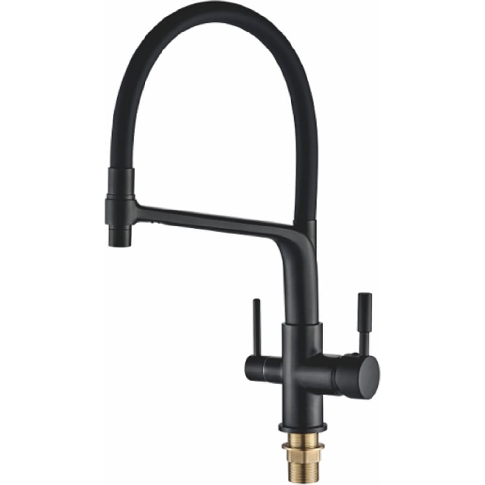Изображение товара Смеситель для кухни ALOUTE с гибким изливом под фильтр черный  приподнятая излив