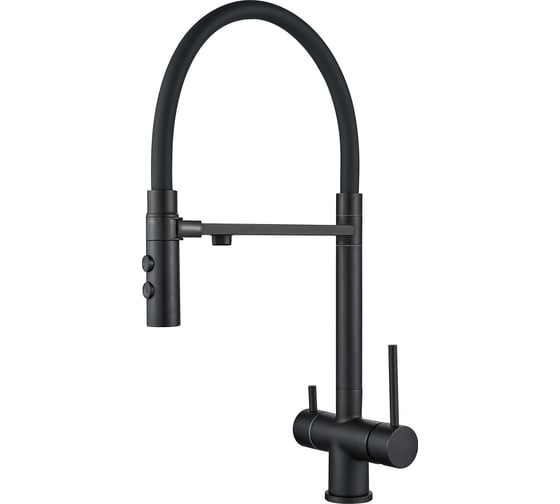 Изображение товара Смеситель для кухни ALOUTE с гибким изливом на магните и дополнительным выводом под фильтр, черный A61213H-2